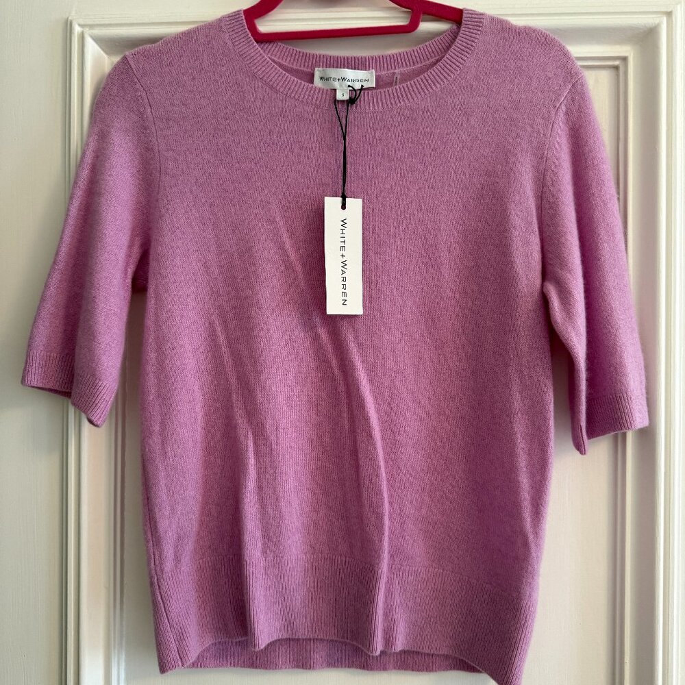 White + Warren Pink Crew Neck Sweater